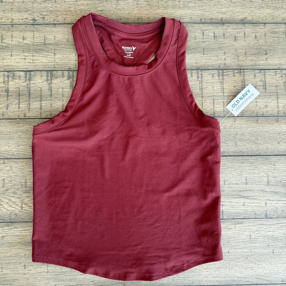 NWT New Old Navy Active Powersoft tank top activewear sz small tall burgundy red
